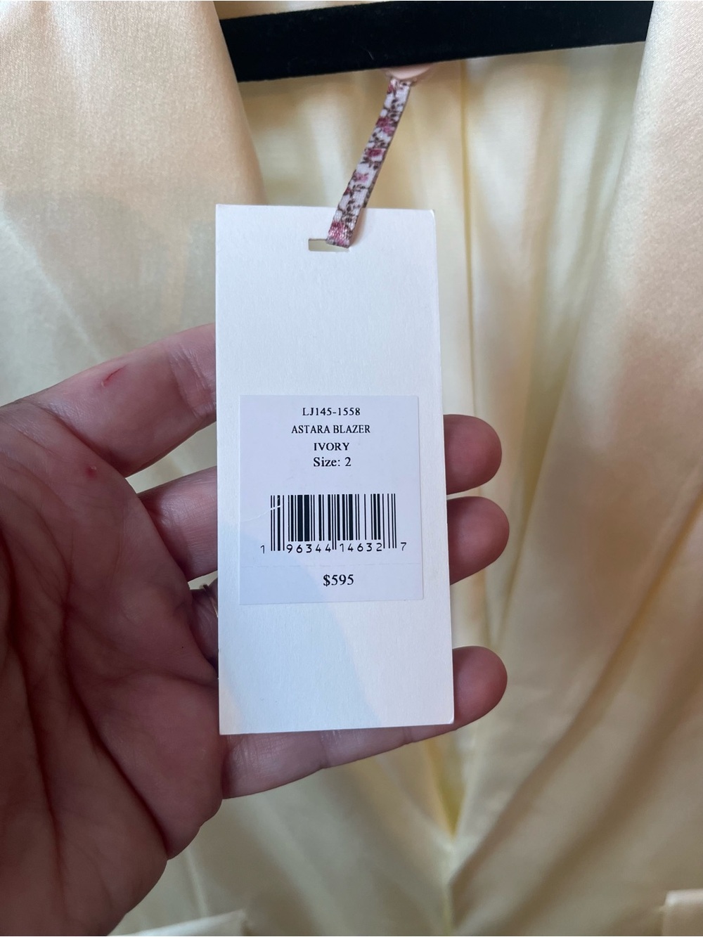LoveShackFancy Cream Satin Silk Blazer sz2 - Picture 2 of 3